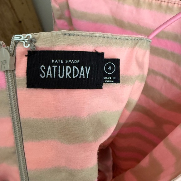Kate Spade Saturday Size 4 Pink & Tan Striped Cotton Sleeveless Mini Dress - Picture 4 of 6